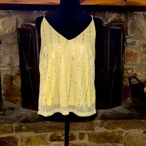 Sweet Rain Yellow Striped Sleeveless Top – Size L